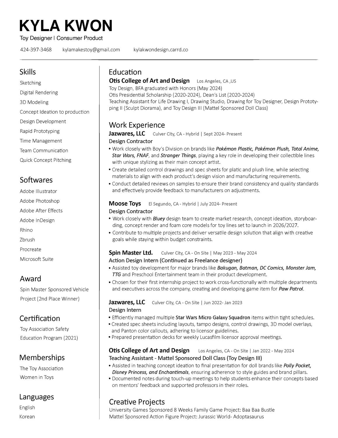 Kyla Kwon Resume_Updated on Mar 2025